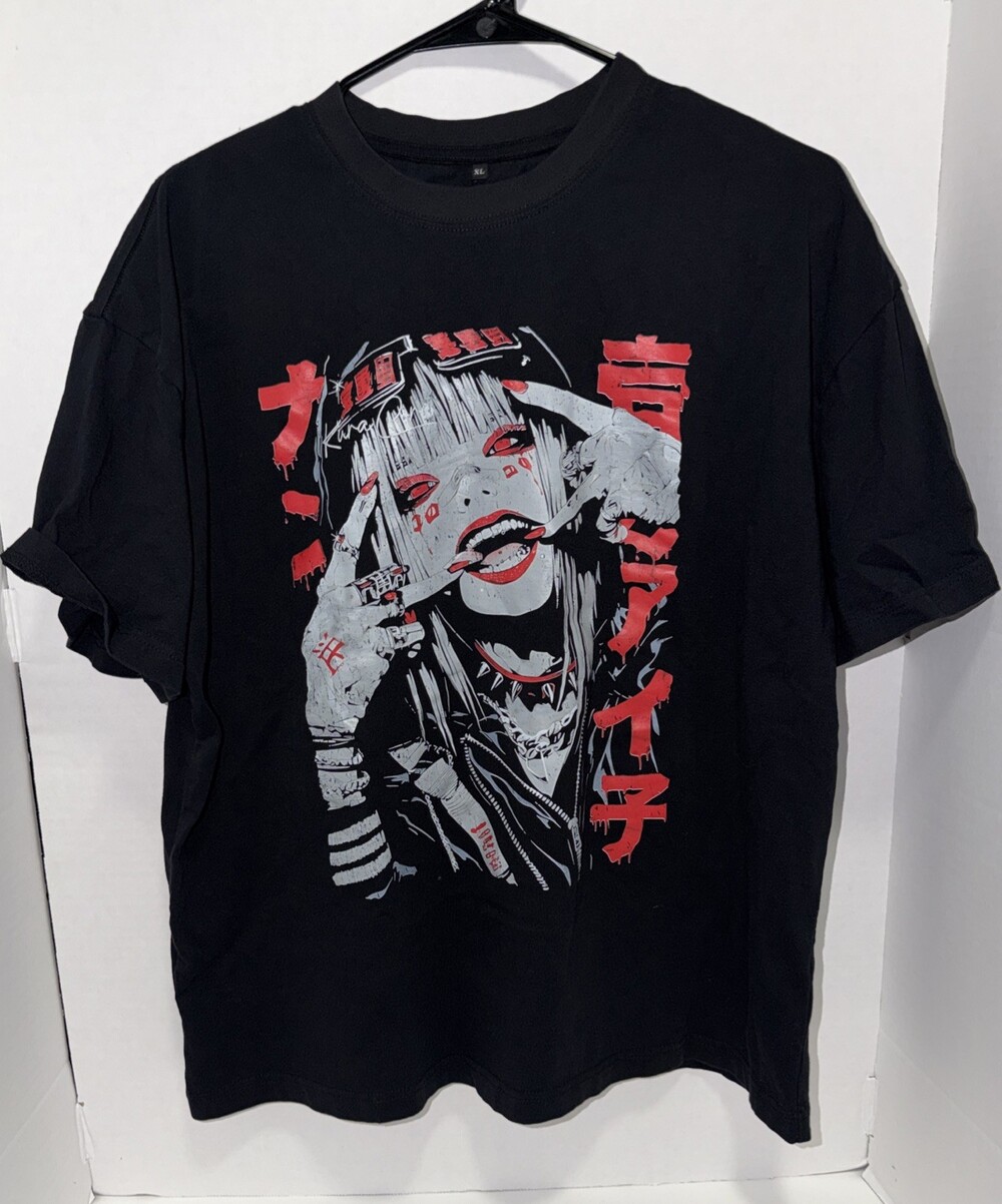 Harajuku Streetwear Cyberpunk Aesthetic Techwear Anime Manga T-Shirt, XL